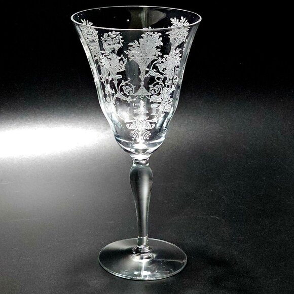 Morgantown Other - Morgantown Mayfair Wine Water Glass 7.5" etched glass made in USA floral